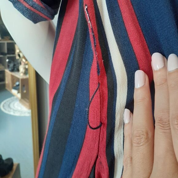 Zara Striped Navy and Red Midi Tunic Dress - Picture 9 of 16